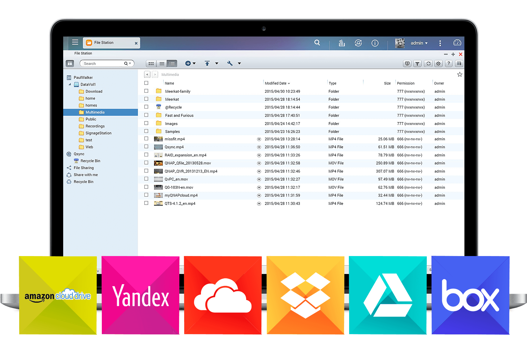 File Station integrado com serviços de nuvem