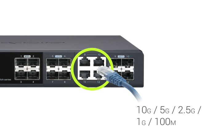 Portas combinadas de implantação flexível e 10 GbE / NBASE-T