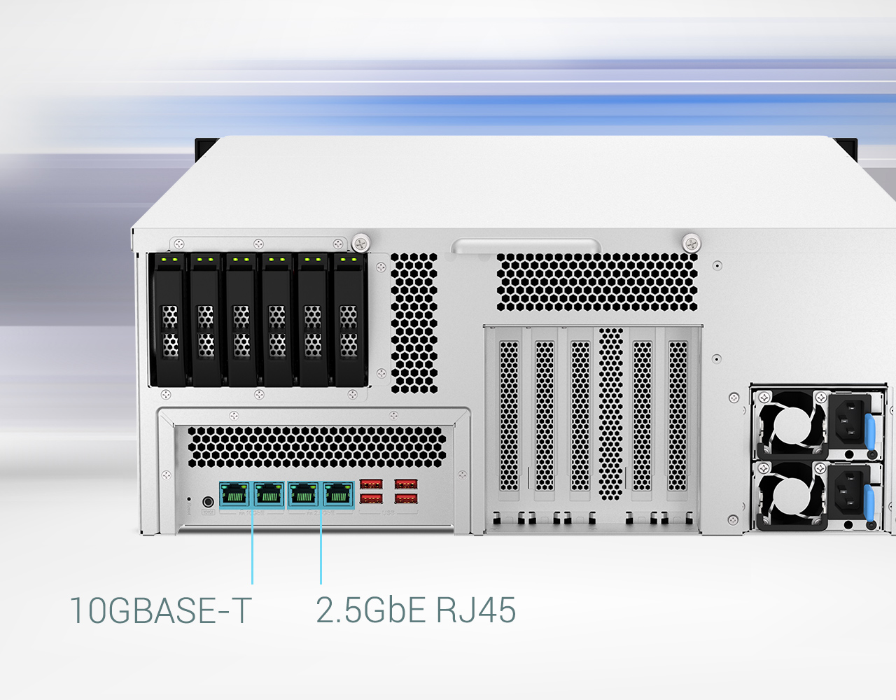 Pronto para 10 GbE e 2,5 GbE. Rápido para tarefas que exigem largura de banda.